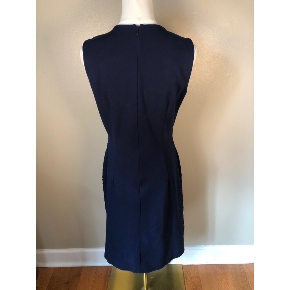 J McLaughlin Sleeveless Eyelet Front Navy Sheath Dress Size S - Picture 3 of 10